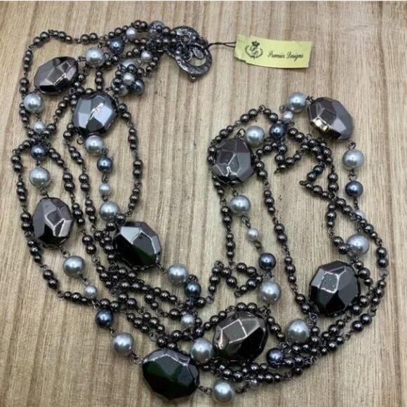 Premier Designs NWT "Moonlight" Multi Strands Necklace & Earrings - Picture 9 of 9